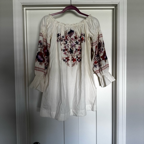 Free People Fleur Du Jour Cream Embroidered Dress size XS - Picture 3 of 9